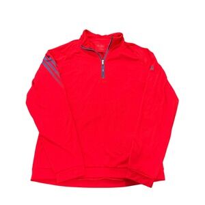 Adidas Men's Lightweight Small Golf 1/4-Zip Pullover Red 3-Stripes Performance